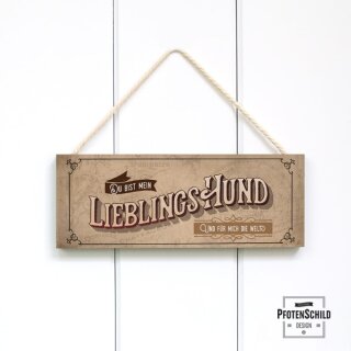 Pfotenschild Holzschild mit Kordel 24 x 9cm Lieblingshund