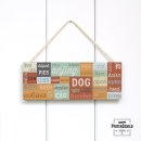 Pfotenschild Holzschild-Hund in verschiedenen Sprachen